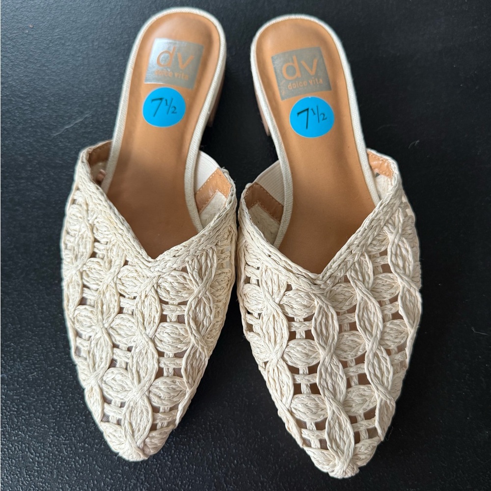 DV by Dolce Vita Crochet Cream Mules